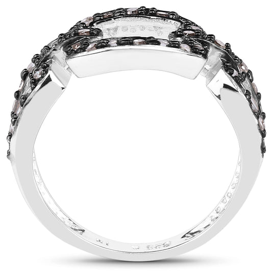 Anillo de plata esterlina .925 con diamante auténtico color champán de 0.32 quilates