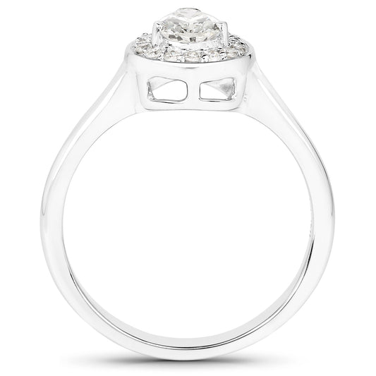 Anillo de oro blanco de 14 quilates con diamantes blancos auténticos de 0,64 quilates