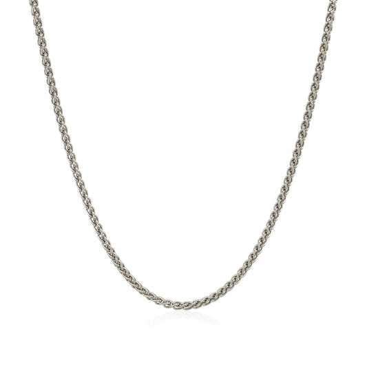 Cadena de Trigo de Plata de Ley Rodiada de 1.3mm