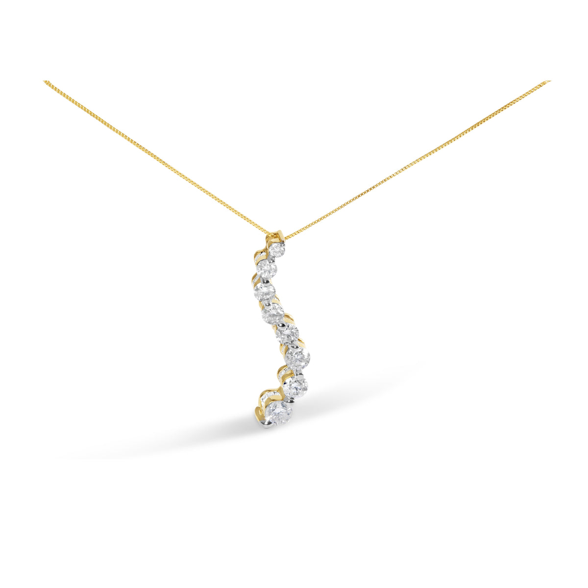 Collar con colgante Journey de oro amarillo de 14k con diamantes de talla baguette y redonda brillante de 3,0 TCW y 45 cm (color I-J, claridad I2-I3)