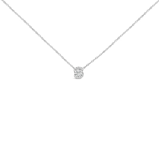 Collar con colgante de diamante redondo cultivado en laboratorio de plata de ley .925 de 1,0 Cttw, 18"