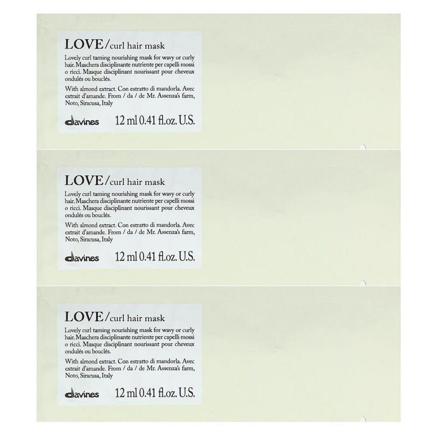 Davines, Love, Hair Treatment Cream Mask, 12 pcs, 12 ml