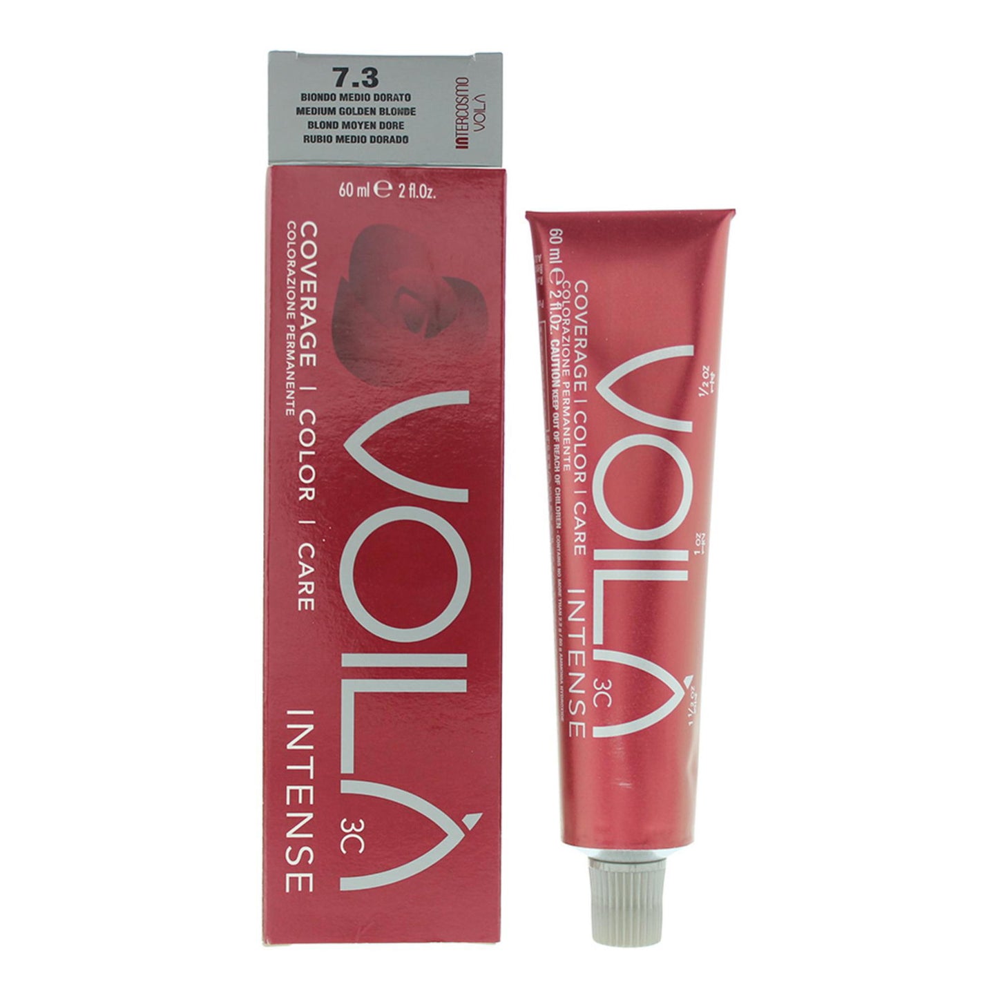 Intercosmo, Voila 3C Intense, Permanent Hair Dye, 7.3 Medium Golden Blonde, 60 ml