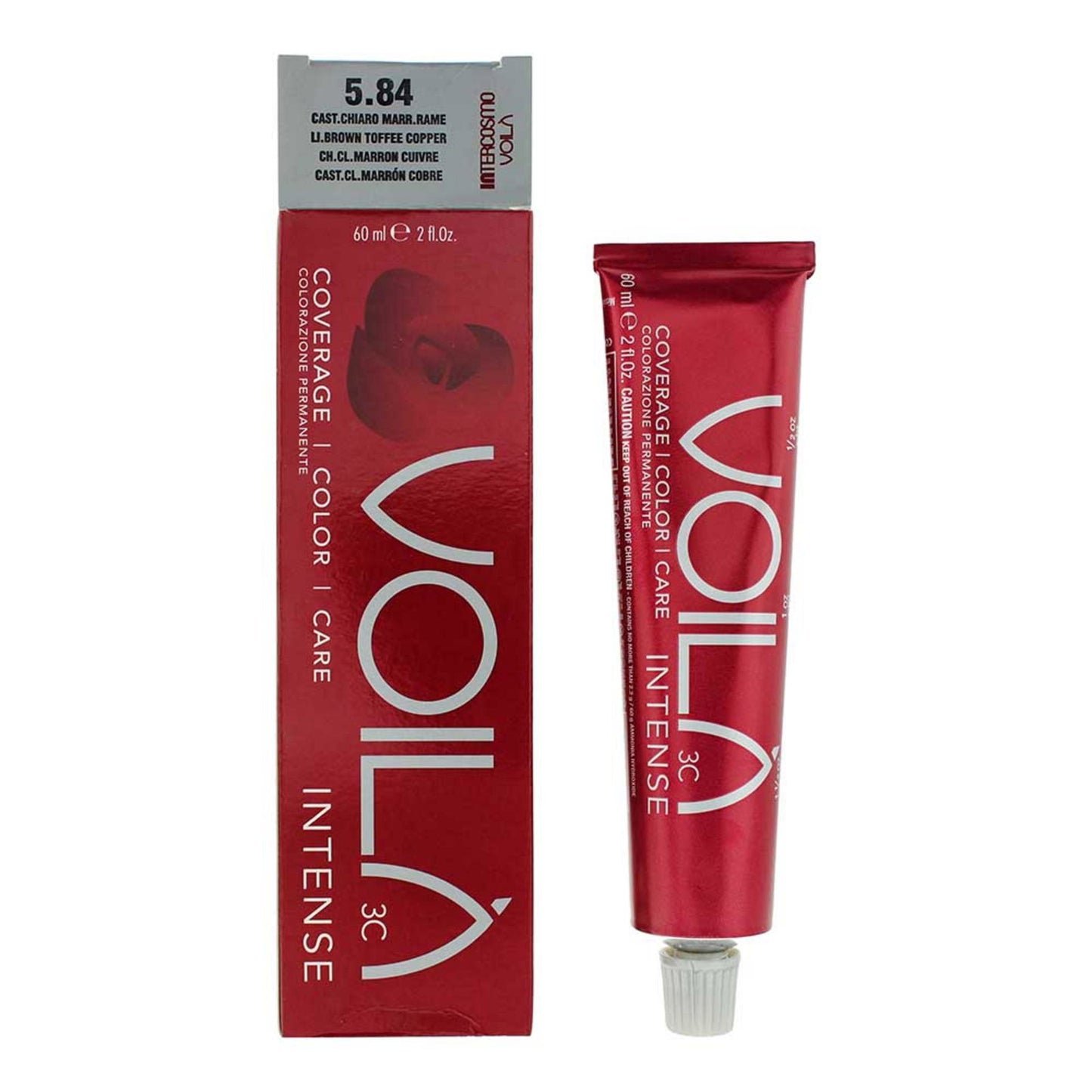 Intercosmo, Voila 3C Intense, Permanent Hair Dye, 5.84 Light Brown Toffee, 60 ml