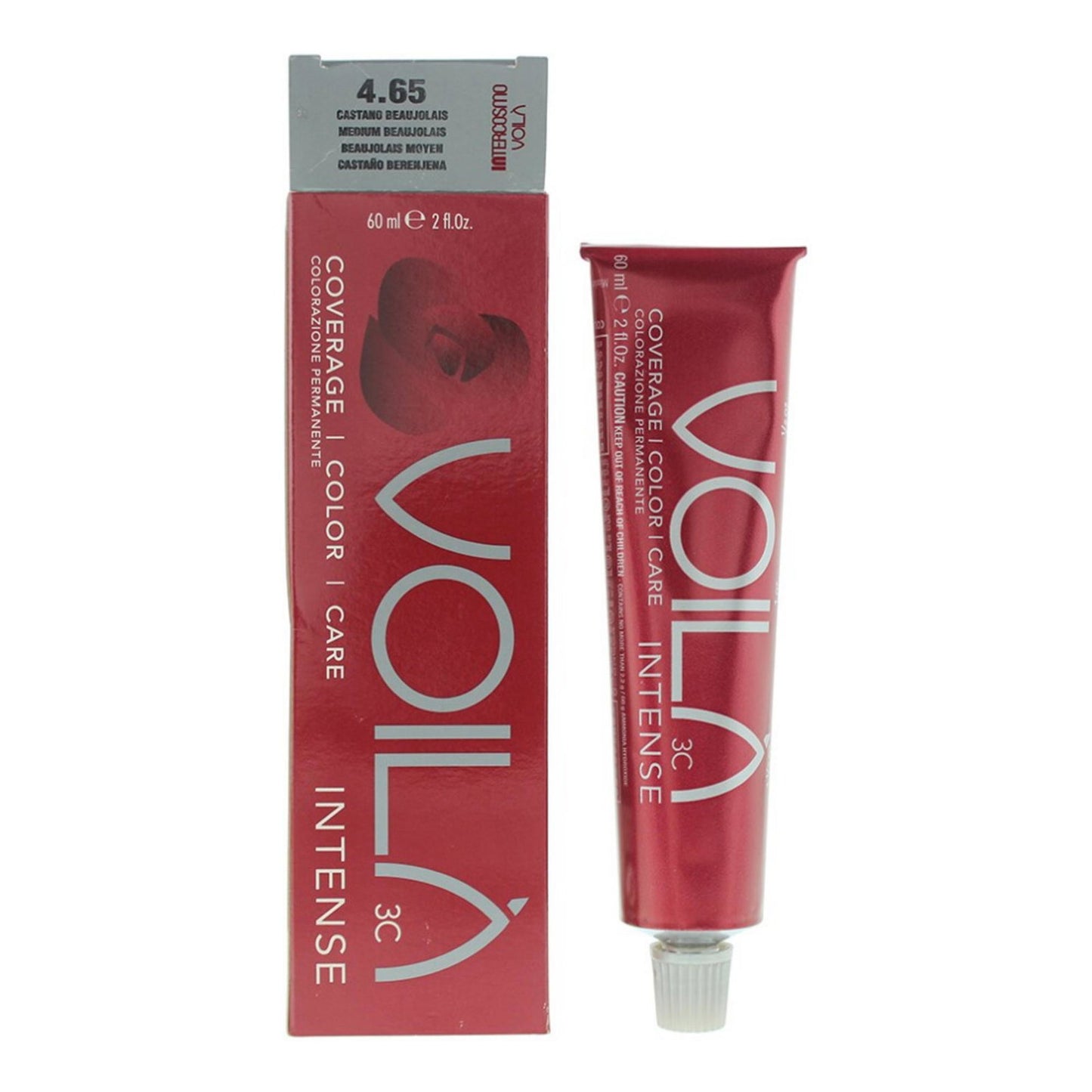 Intercosmo, Voila 3C Intense, Permanent Hair Dye, 4.65 Medium Beaujolais, 60 ml