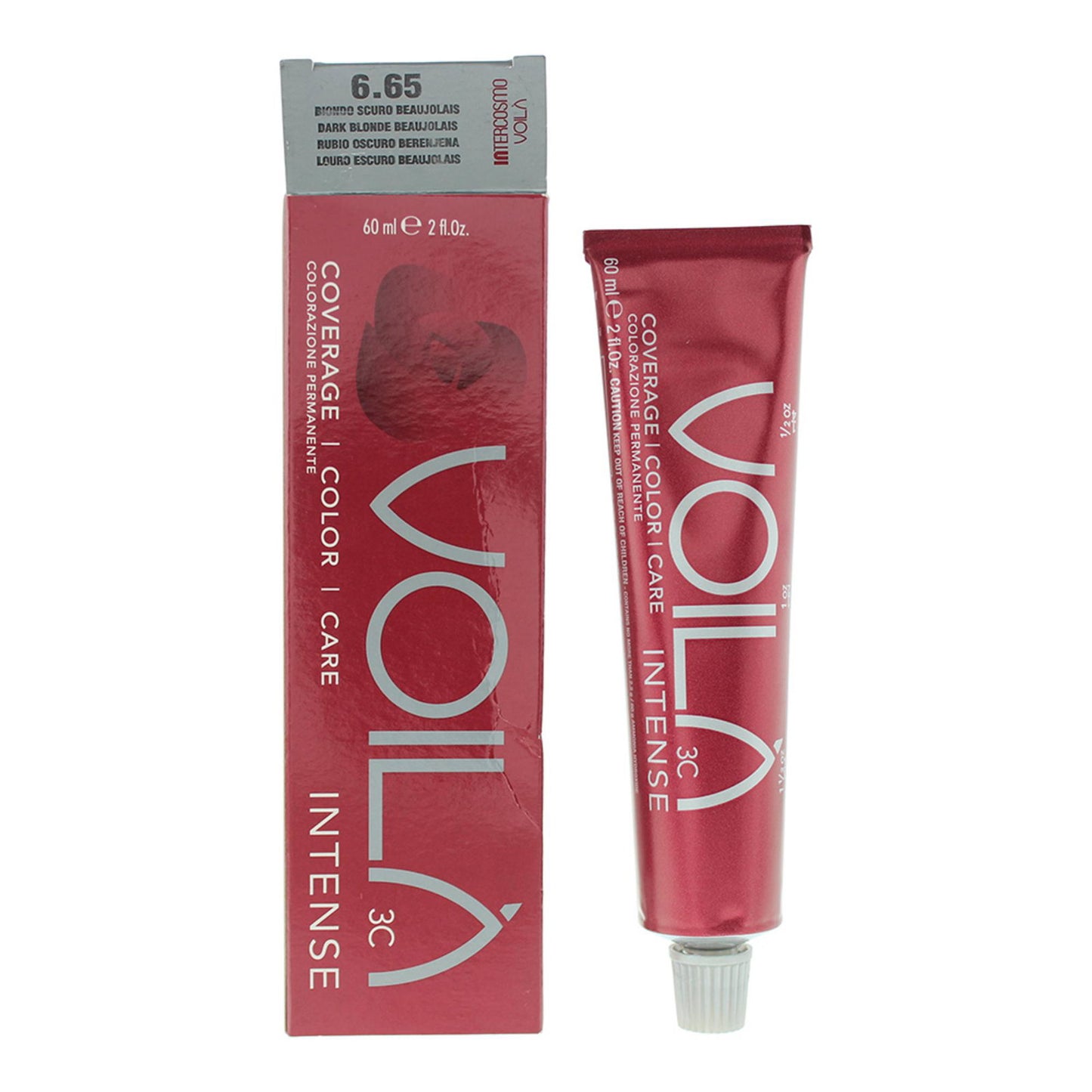 Intercosmo, Voila 3C Intense, Permanent Hair Dye, 6.65 Dark Blonde Beaujolais, 60 ml
