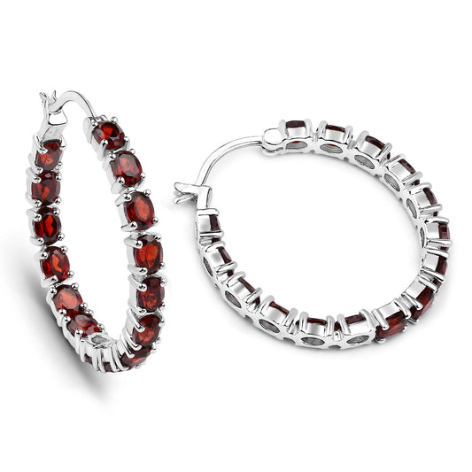 6.00 Carat Genuine Garnet .925 Sterling Silver Earrings - view 2