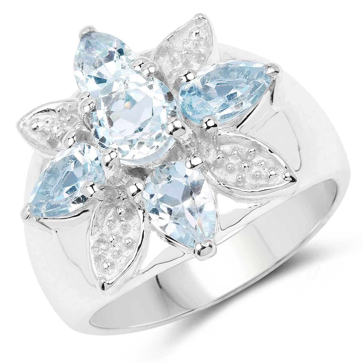 2.92 Carat Genuine Blue Topaz .925 Sterling Silver Ring
