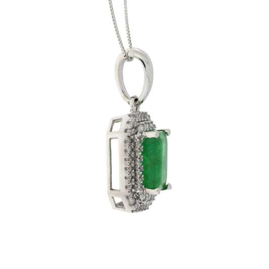 Colgantes de moda de diamante esmeralda de 1,08 ct oro blanco de 14 K