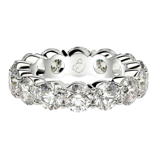 Anillo de eternidad de diamantes redondos cultivados en laboratorio de oro blanco de 14k (6 quilates peso total FG/VS2)
