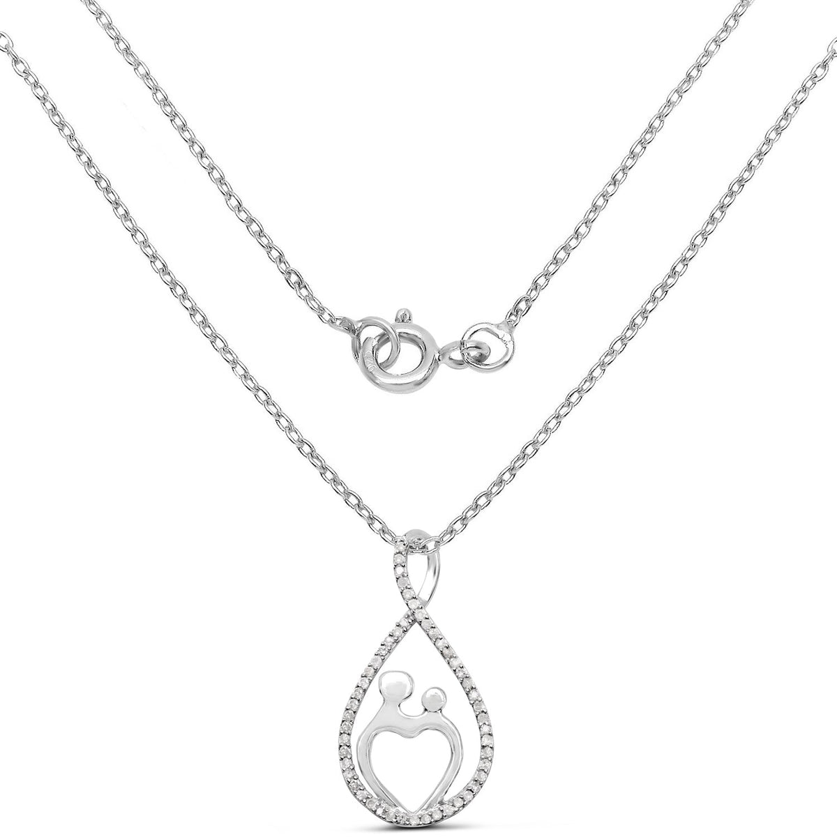 0.34 Carat Genuine White Diamond .925 Sterling Silver Pendant
