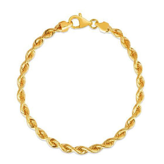 Pulsera Cadena de Soga de Seda en Oro Amarillo de 14k (4.30 mm)