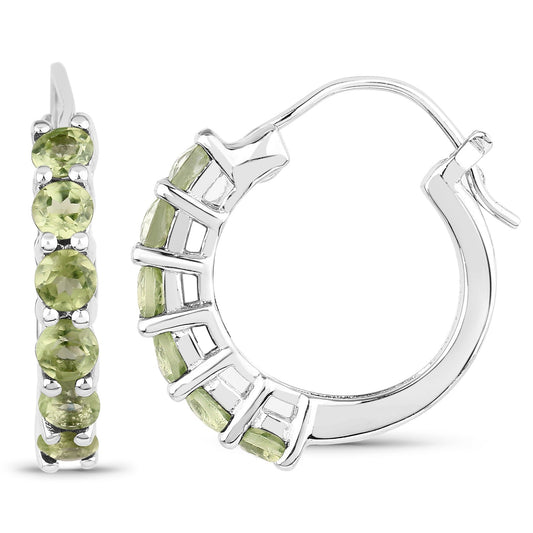 1.20 Carat Genuine Peridot .925 Sterling Silver Earrings - view 2