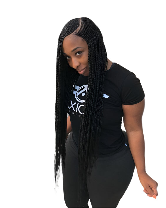 36" Larger Box Twist Braids Wig | Full Lace Frontal | Side Part | Knotless | Kanekalon Luxegan