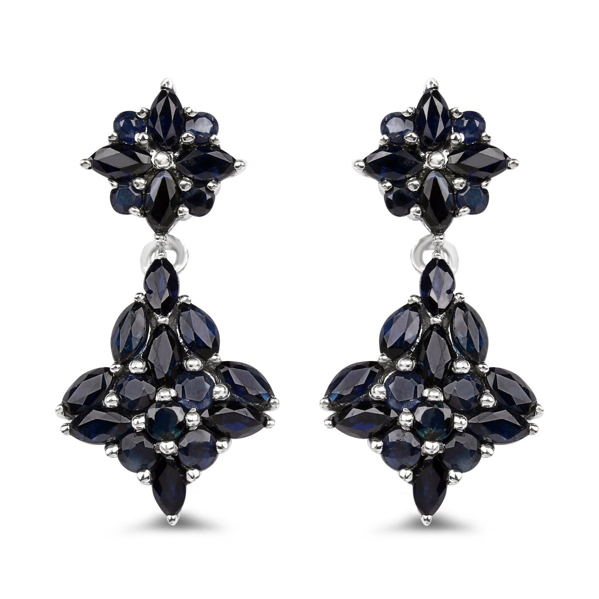 3.33 Carat Genuine Blue Sapphire .925 Sterling Silver Earrings