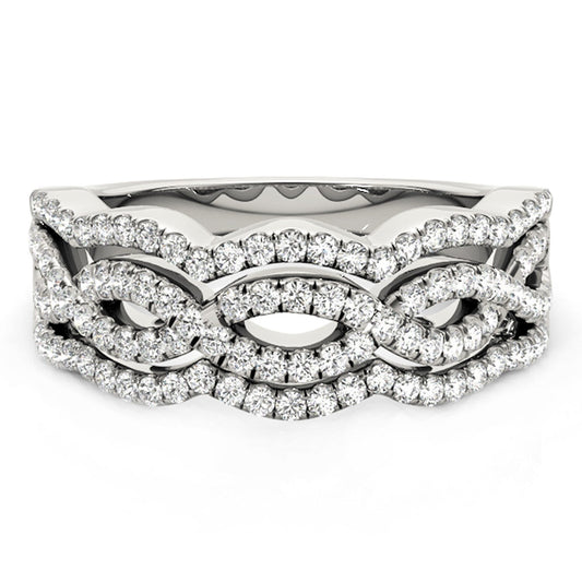 Anillo de oro blanco de 14k con cuatro curvas y diamantes (5/8 cttw)