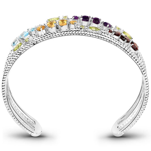 Brazalete de plata de ley .925 con varias piedras genuinas de 4,82 quilates