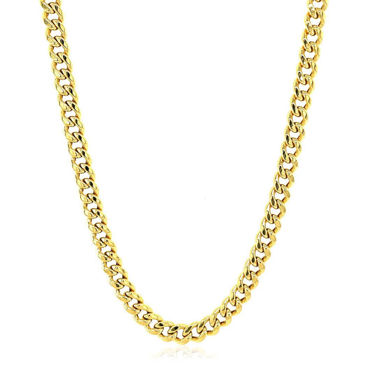 Cadena cubana semimaciza de oro amarillo de 14k y 4,5 mm