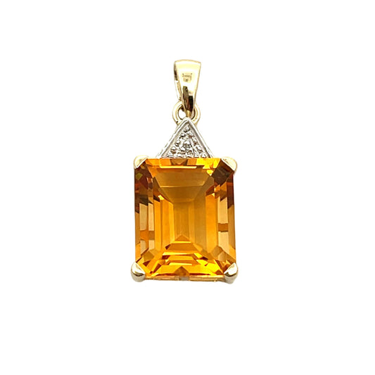Colgantes de moda de citrino y diamantes oro amarillo de 10 KT