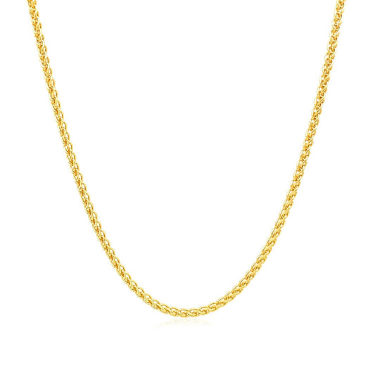 Cadena de trigo redonda de oro amarillo de 14k de 1.5mm