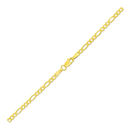 Tobillera Fígaro de oro amarillo de 14k y 2.8mm