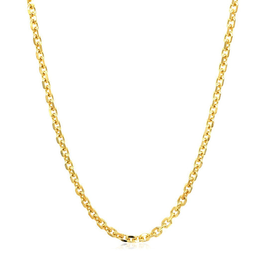 Cadena de eslabones de cable con corte de diamante de oro amarillo de 14k y 2.6mm
