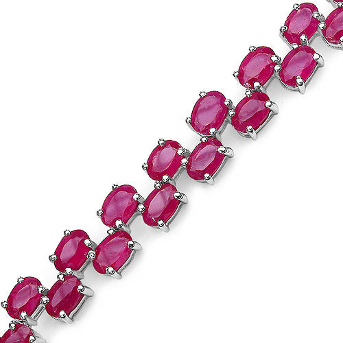 Pulsera de plata esterlina .925 con rubí genuino relleno de vidrio de 25.30 quilates