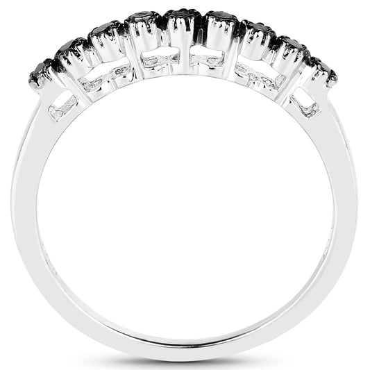 Anillo de Plata de Ley .925 con Diamantes Múltiples Genuinos de 0.32 Quilates