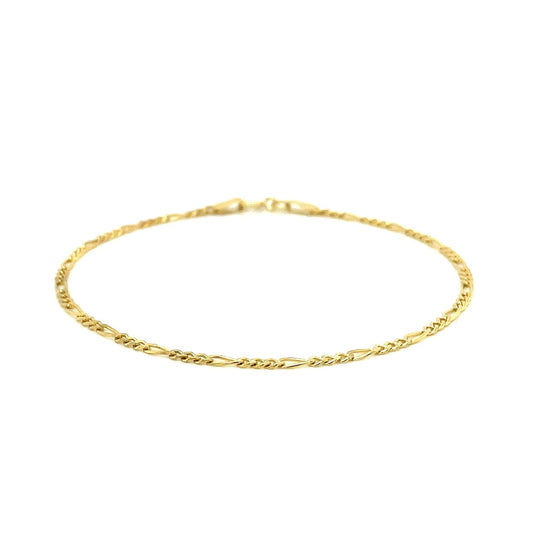 Pulsera Fígaro de oro amarillo de 14k y 1.5mm