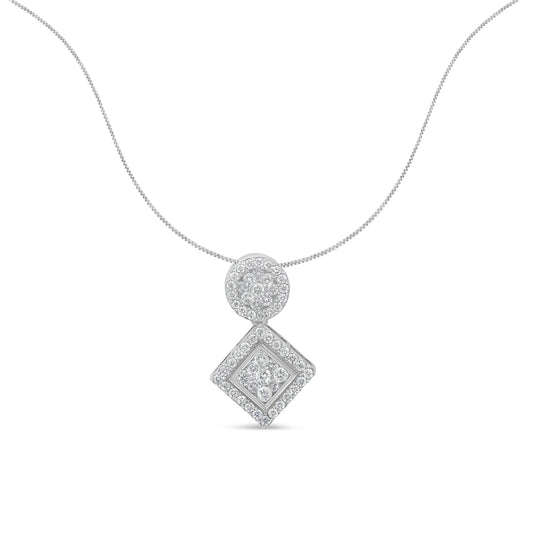 Collar con colgante de oro blanco de 14 quilates y diamantes de 1 quilate (H-I, I1-I2)
