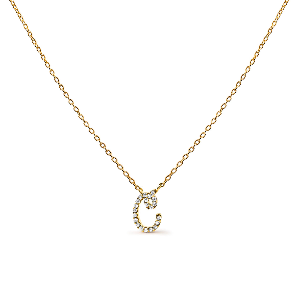 14K White Gold Diamond Accent "A" Initial Script Style Pendant Necklace