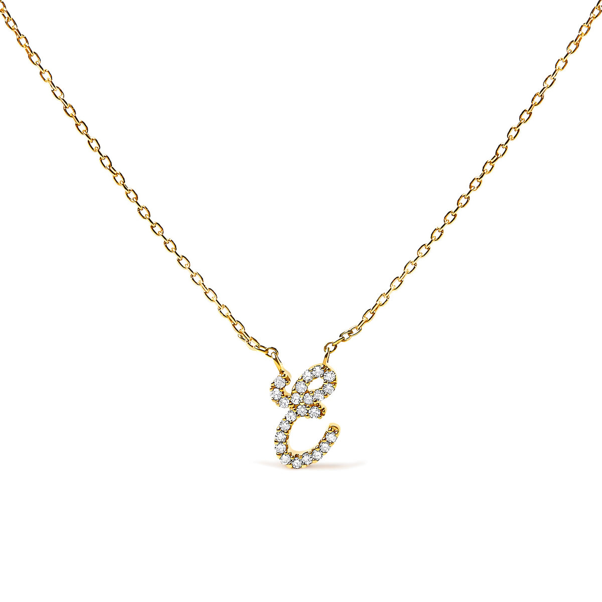 14K White Gold Diamond Accent "A" Initial Script Style Pendant Necklace