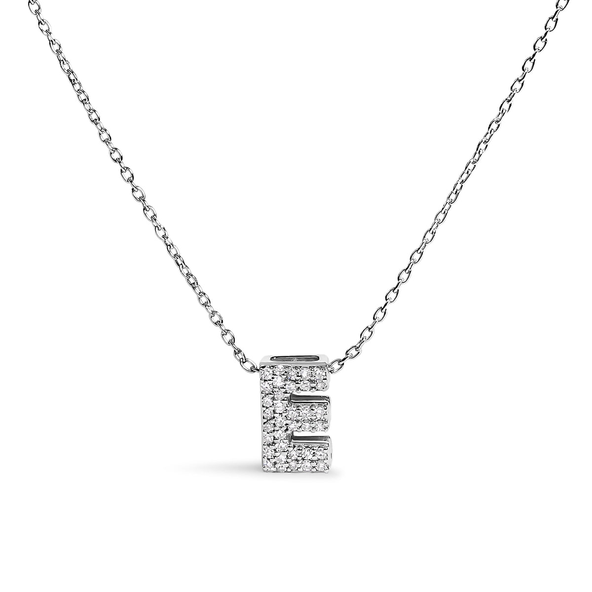 Collar con colgante de burbuja con inicial "A" y acento de diamantes en oro blanco de 10K