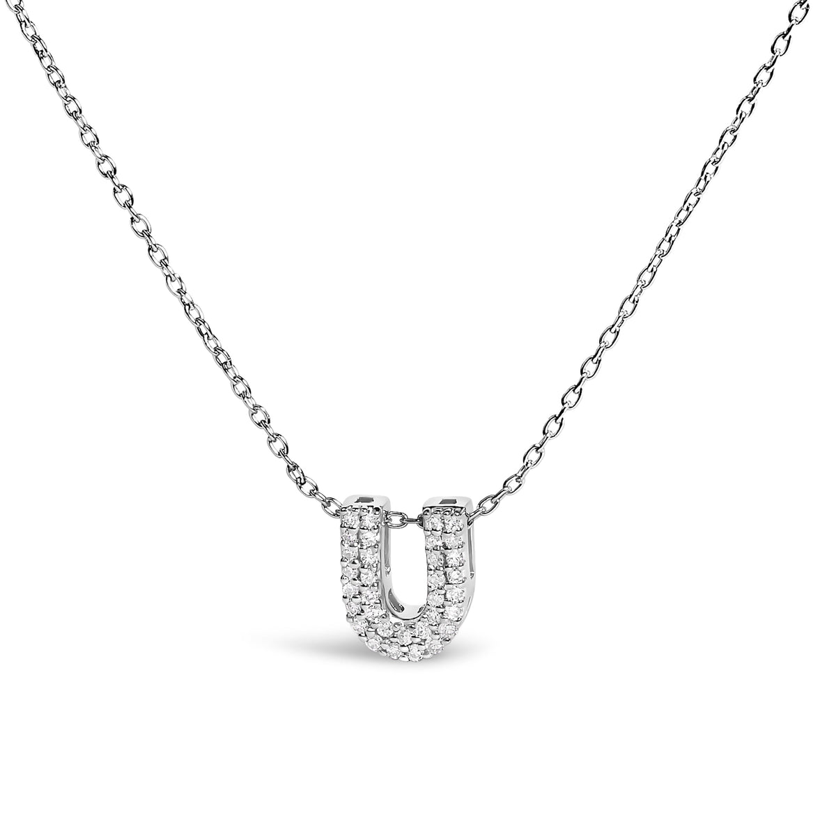 Collar con colgante de burbuja con inicial "A" y acento de diamantes en oro blanco de 10K