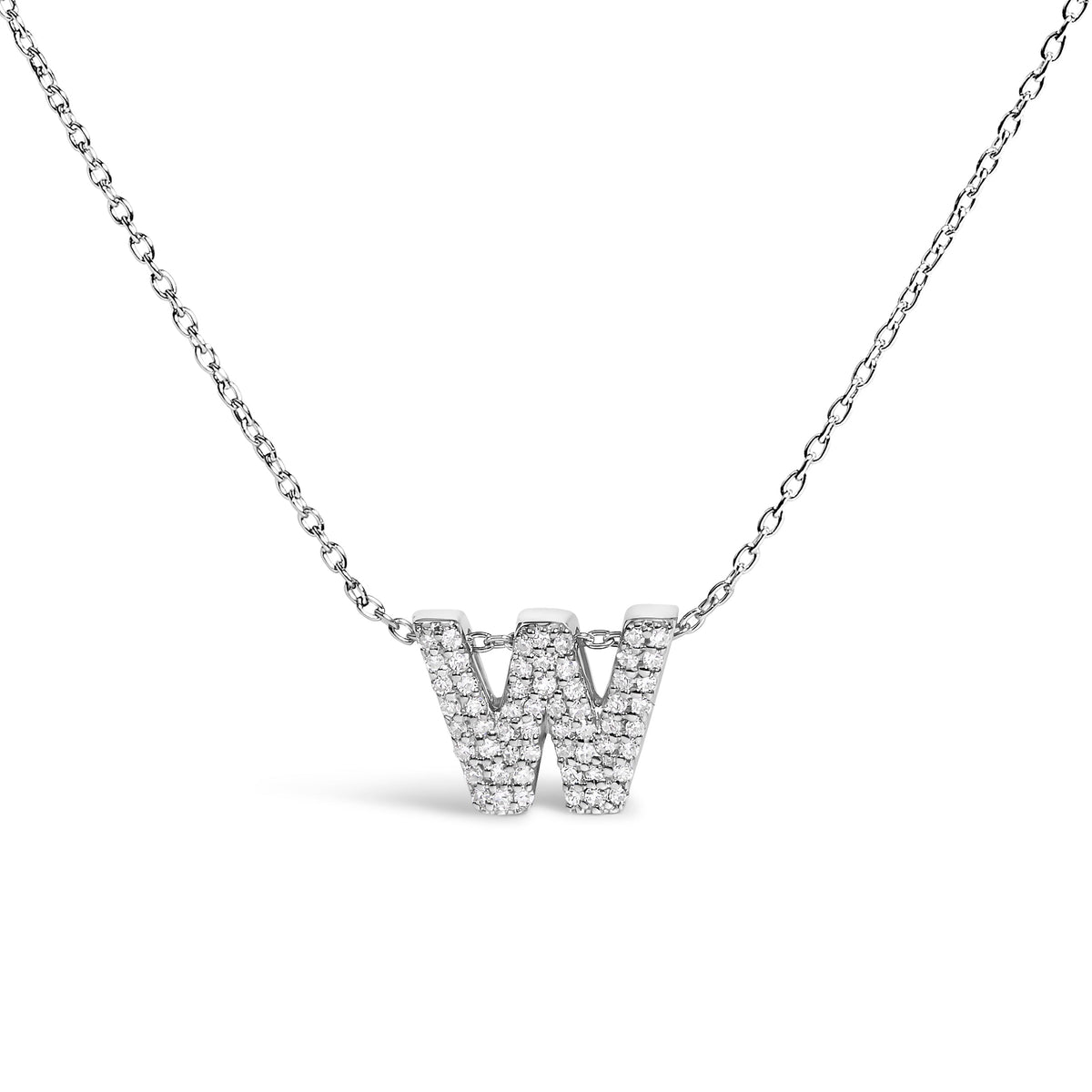 Collar con colgante de burbuja con inicial "A" y acento de diamantes en oro blanco de 10K