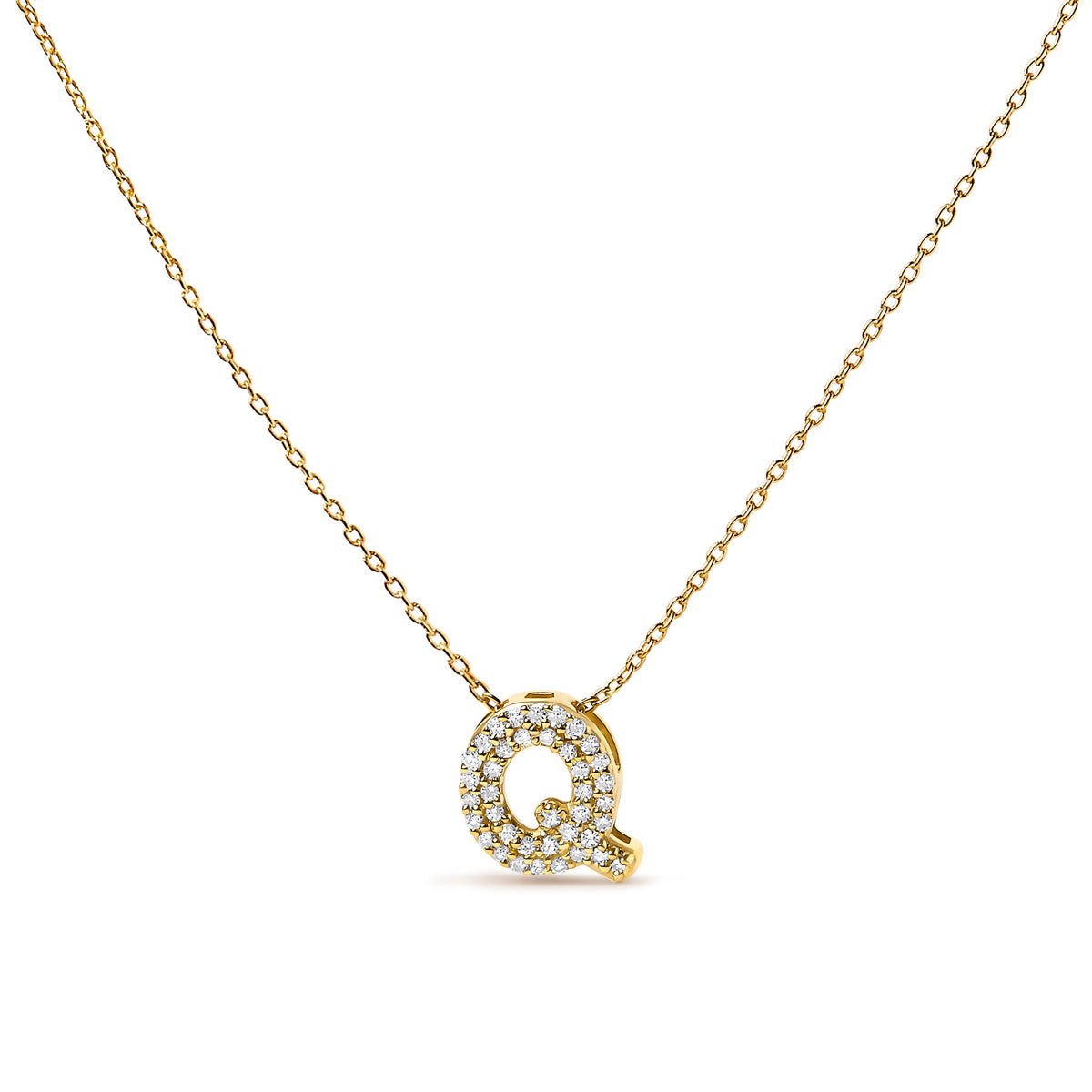 Collar con colgante de burbuja con inicial "A" y acento de diamantes en oro blanco de 10K