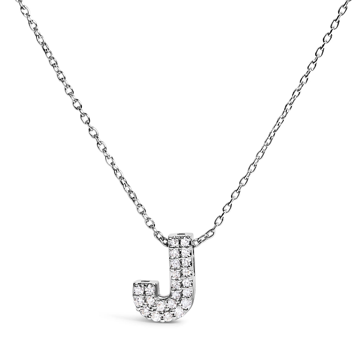 Collar con colgante de burbuja con inicial "A" y acento de diamantes en oro blanco de 10K