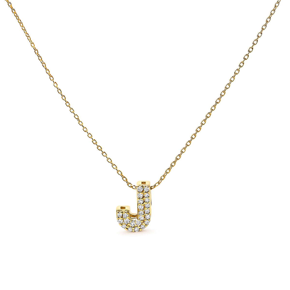 Collar con colgante de burbuja con inicial "A" y acento de diamantes en oro blanco de 10K