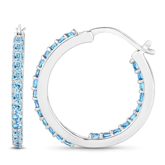 1.73 Carat Genuine Swiss Blue Topaz .925 Sterling Silver Earrings - view 2