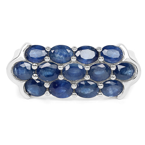 Anillo de plata de ley .925 con zafiro azul genuino de 2,60 quilates