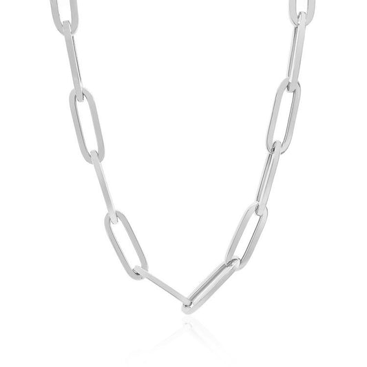 Cadena de eslabones anchos tipo Paperclip de oro blanco de 14K (6.1mm)