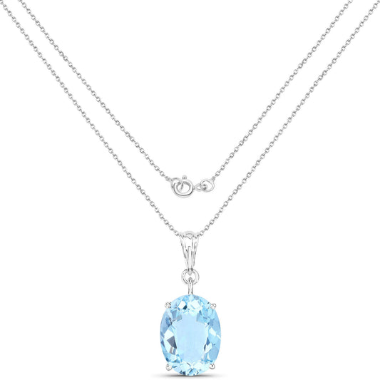 Colgante de plata de ley .925 con topacio azul suizo auténtico de 11,25 quilates