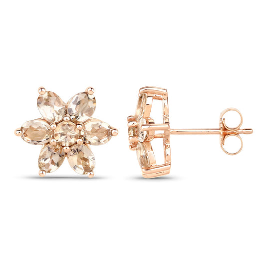 1.98 Carat Genuine Morganite 10K Rose Gold Earrings - view 2