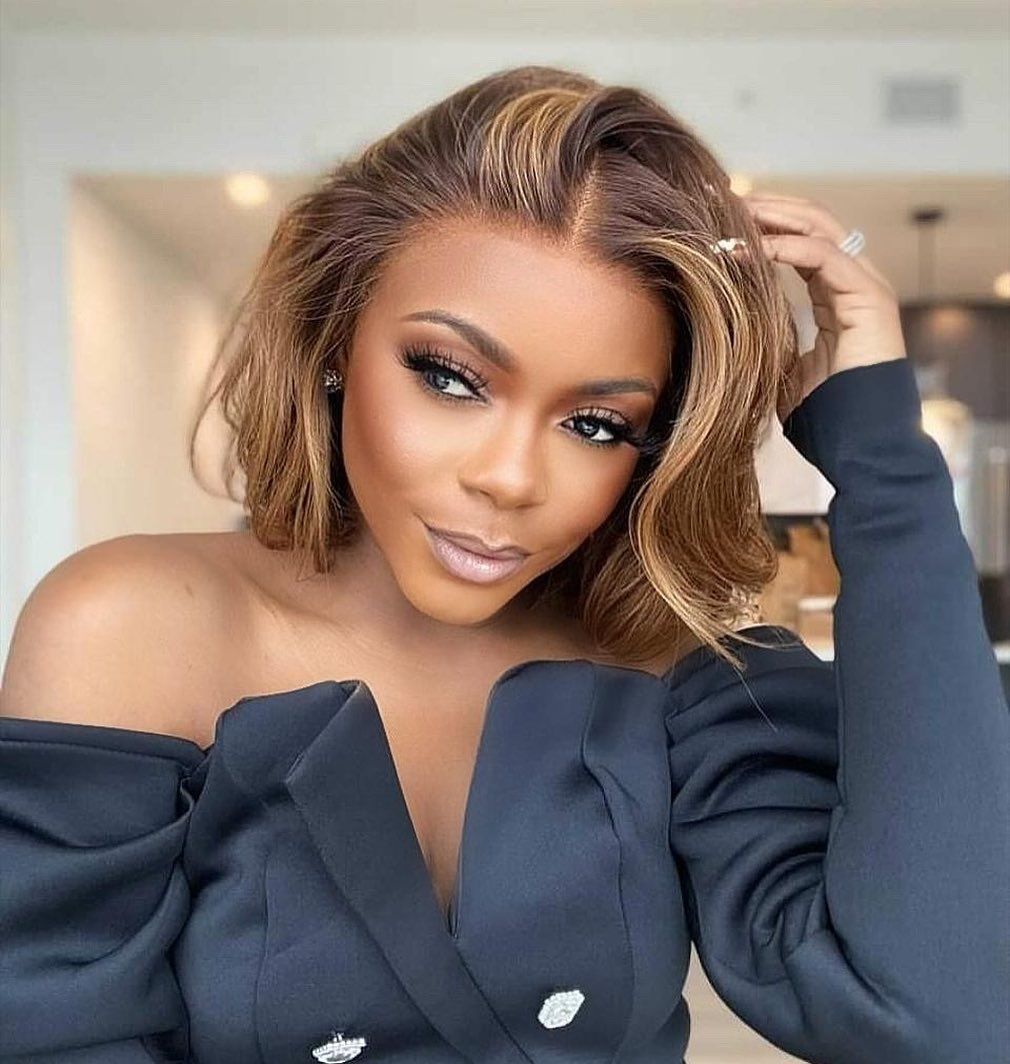 200 Density Blonde Highlight Short Bob Wig | 13x4 Lace Frontal Pixie Cut | Brazilian Remy Hair