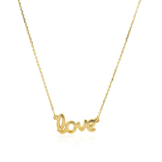 Collar de oro amarillo de 14k con el nombre LOVE