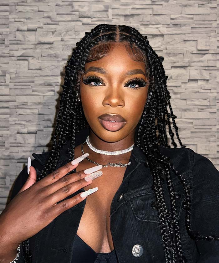 36" Butterfly Box Braids Wig | 360 Lace Frontal | Ombre & Color Options | Baby Hair | Clearance