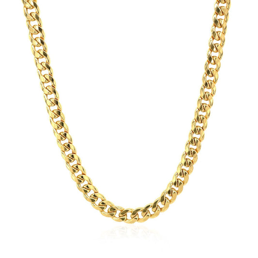 Cadena semimaciza cubana de Miami de oro amarillo de 14k y 4.5mm