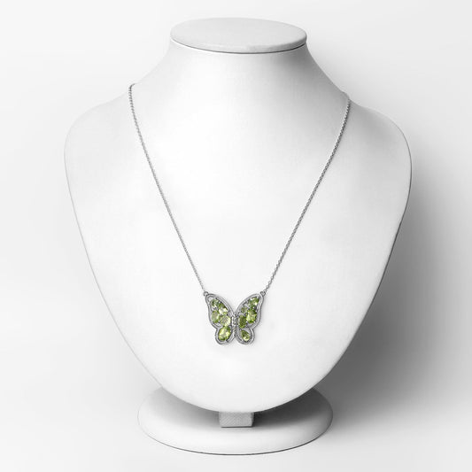 Collar de plata de ley .925 con peridoto auténtico de 4.65 quilates