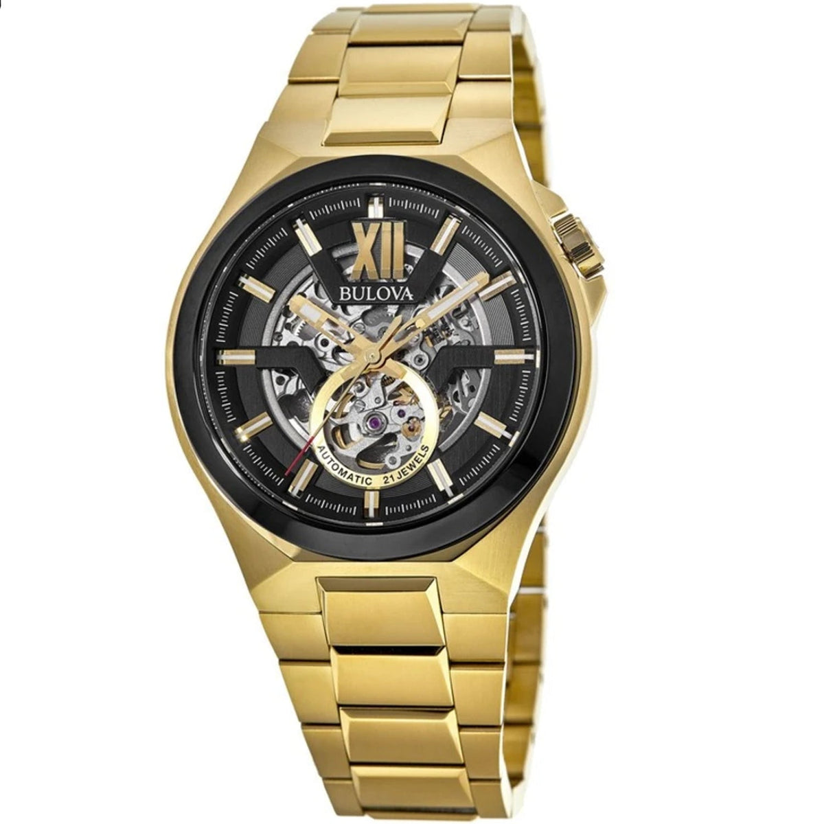 Bulova Men's Classic Watch 46mm Black Dial Gold Bracelet