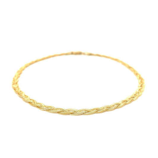 Tobillera de cola de zorro trenzada de oro amarillo de 14k y 3.5mm